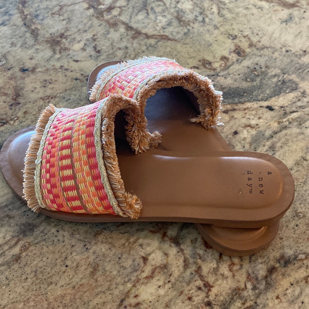 Multicolored Pink Coral A New Day Sandals size 7.